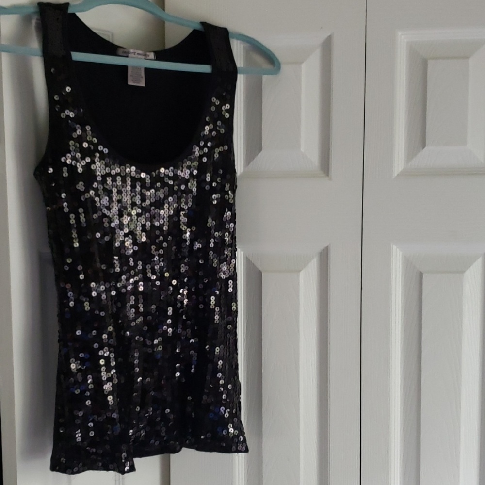 Black sequin tank top sz XL